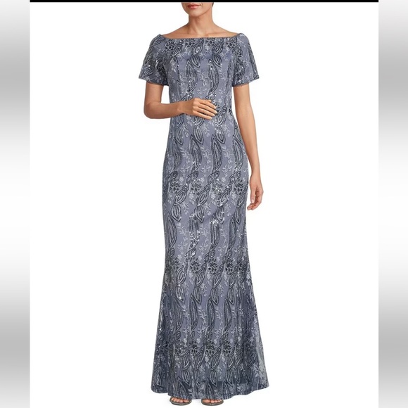 LSNY Fashions Women's Cowl Neck Short Sleeve Beaded Waist Floral Dress Navy Size 10P